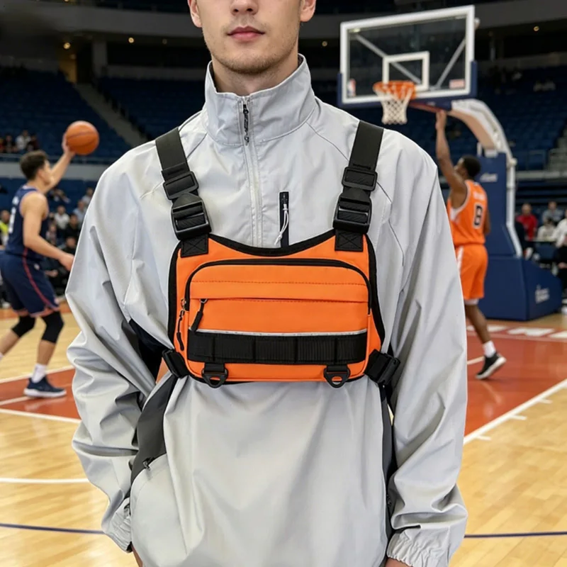 Bolsa de Pecho Deportiva para Exteriores, Nueva Bolsa de Pecho de Nailon, Estilo Hip-hop, Unisex, con Bolsillos para Correr, Montar a Caballo, Acampar, Mochila Tipo Chaleco