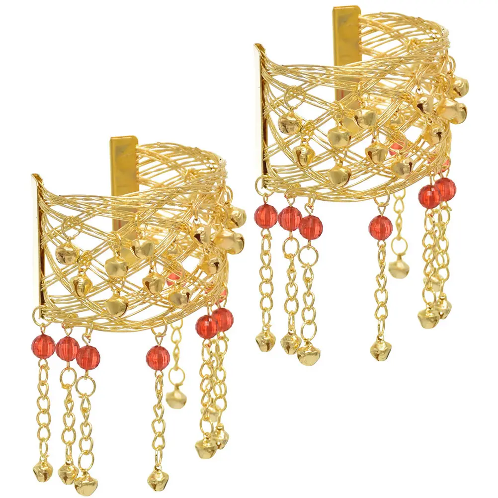 2Pcs Elegant Bell Armlet for Belly Dance Lightweight Comfortable Metal Arm Cuff with Charming Jingle Sound Perfect for Stage