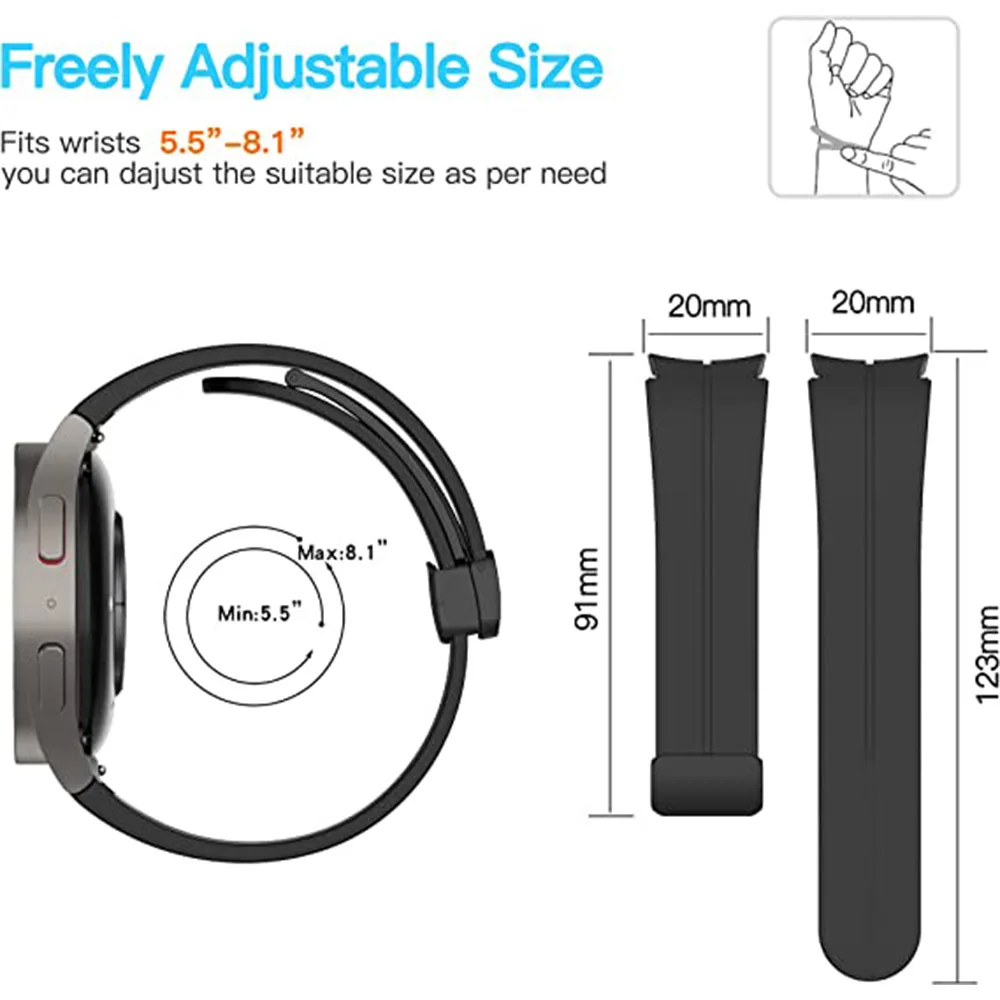 No Gap Magnetic Silicone Strap For Samsung Galaxy Watch 6 5 4 44mm 40mm 5 Pro 45mm Bracelet Galaxy Watch6 Classic 43mm 47mm Band