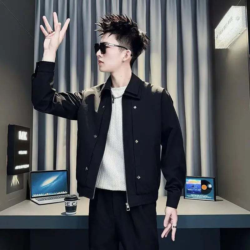 

Свободная мужская куртка 2024, весенне-осенняя уличная одежда, модная уличная одежда в стиле Харадзюку, корейская повседневная верхняя одежда, пальто