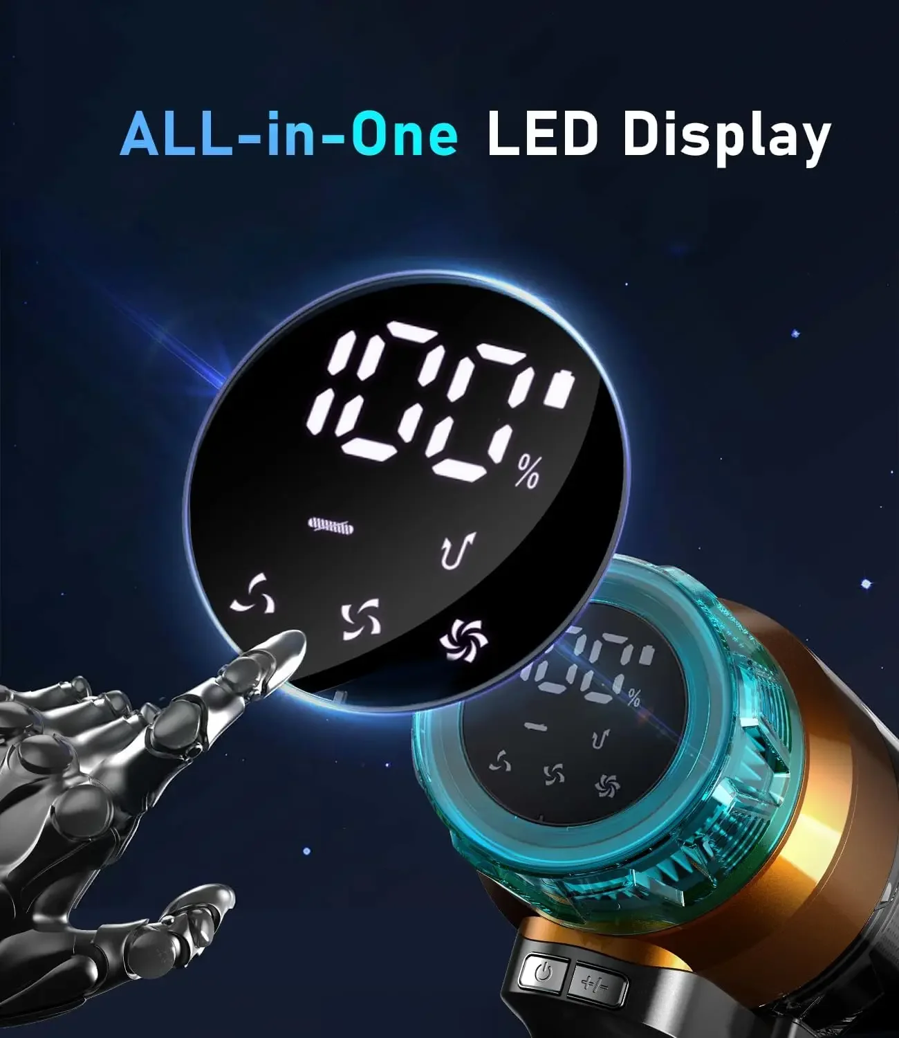 Vacuum Cleaner,500W Stick Vacuum,Up to 55Mins, Vacuum Cleaners for Home Rechargeable Wall Mount OLED Color Screen Anti-tangled V