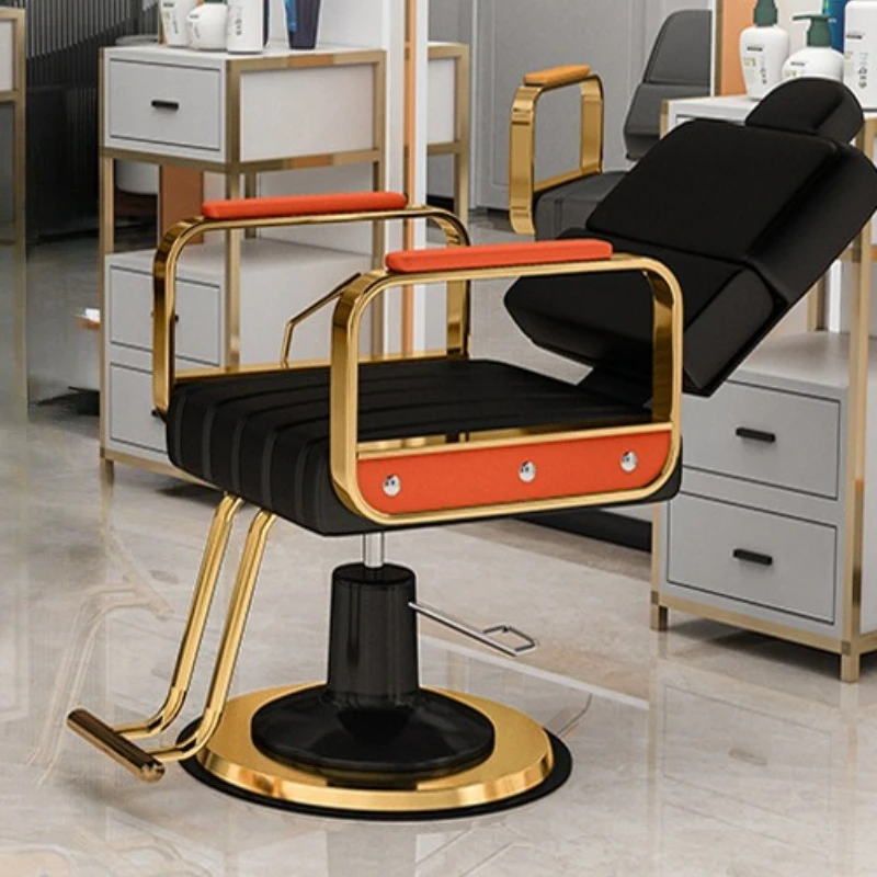 reclined professional hairdressing chair barber shop permed dyed Barber chair Beauty salon design cadeira estética furniture