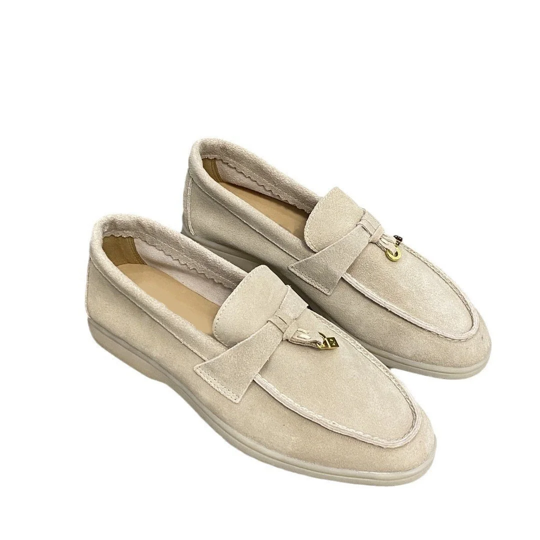 Multicolor Kid Suede Flat Loafers Shoes Women Slip-On Flat Shoes Summer Runway Formal Business Walk Shoes Mujer