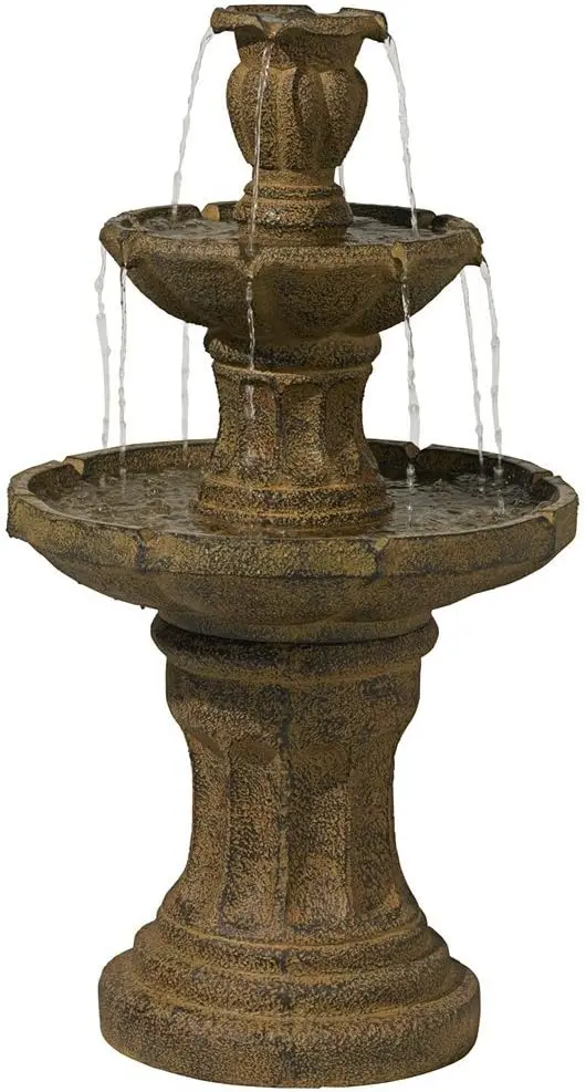 

Tuscan Garden Classic Rustic Outdoor Floor Fountain and Waterfalls 41 1/2" High 3 Tiered Decor for Garden Patio Backyard Deck Ho