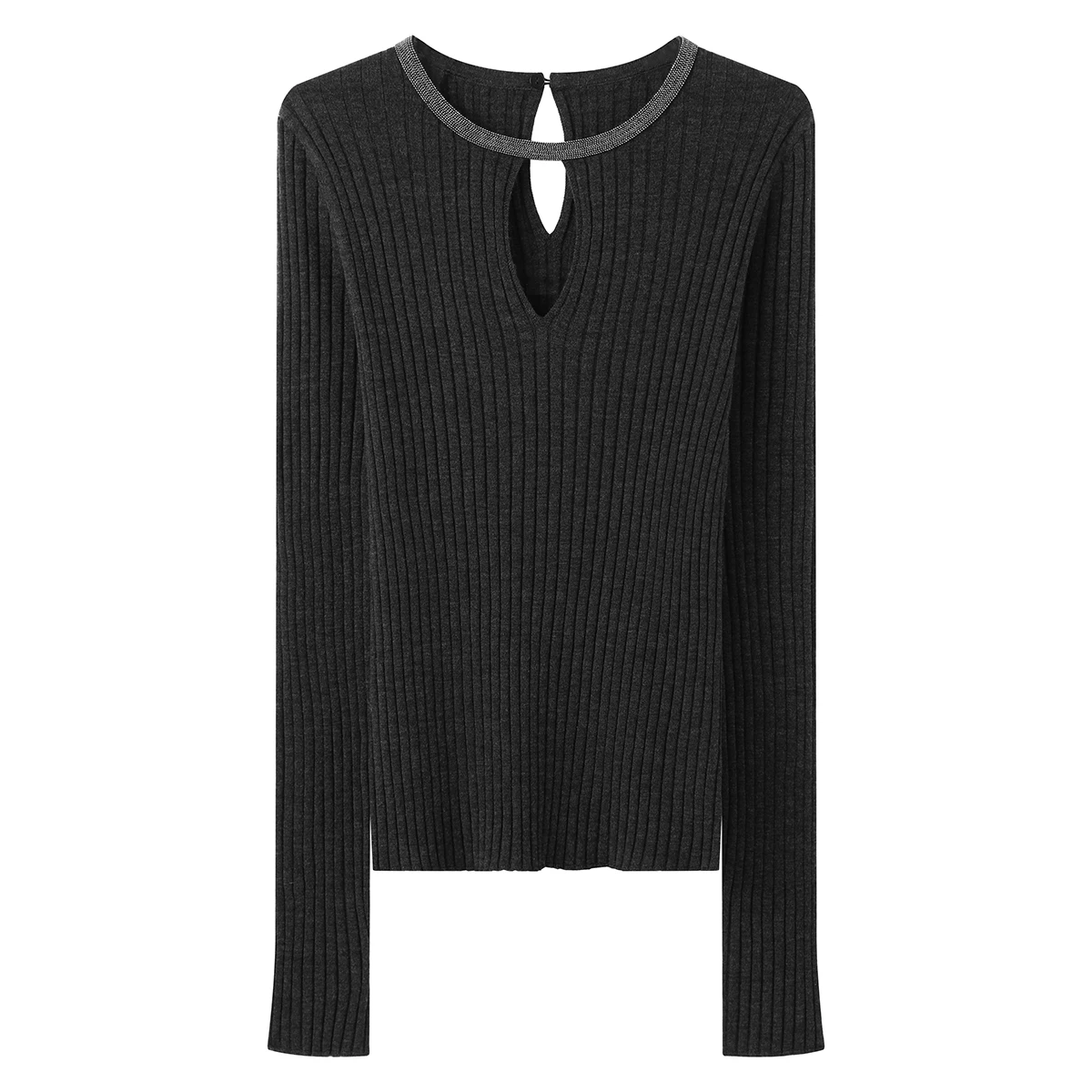 BD4521232 여성용 골지 니트 스웨터 100% 울 긴팔 풀오버 가을 패션