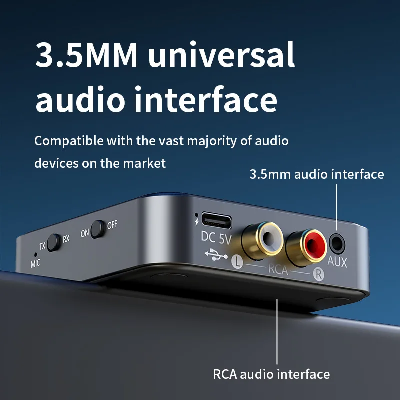 3 in 1 Bluetooth 5.4 Transmitter Receiver FM Modulator Transmitter 3.5MM AUX Type-C Multi-point Interface CD-Quality Hifi Music