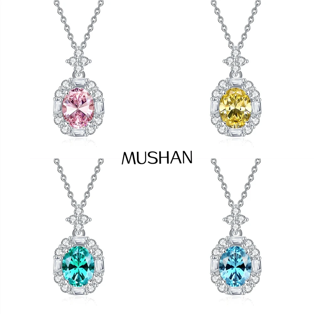 

Ювелирное изделие MuShan: Колье из стерлингового серебра 925 пробы с выращенным в лаборатории зеленым изумрудом огранки «кушон», современное женское колье с покрытием из 18-каратного золота