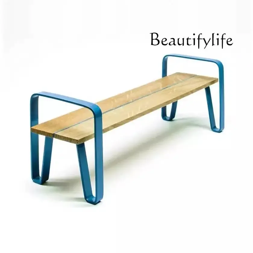 X36 Outdoor Park Chair Outdoor Open-air Preservative Wood Plastic Wood Casual Iron Seat Bench