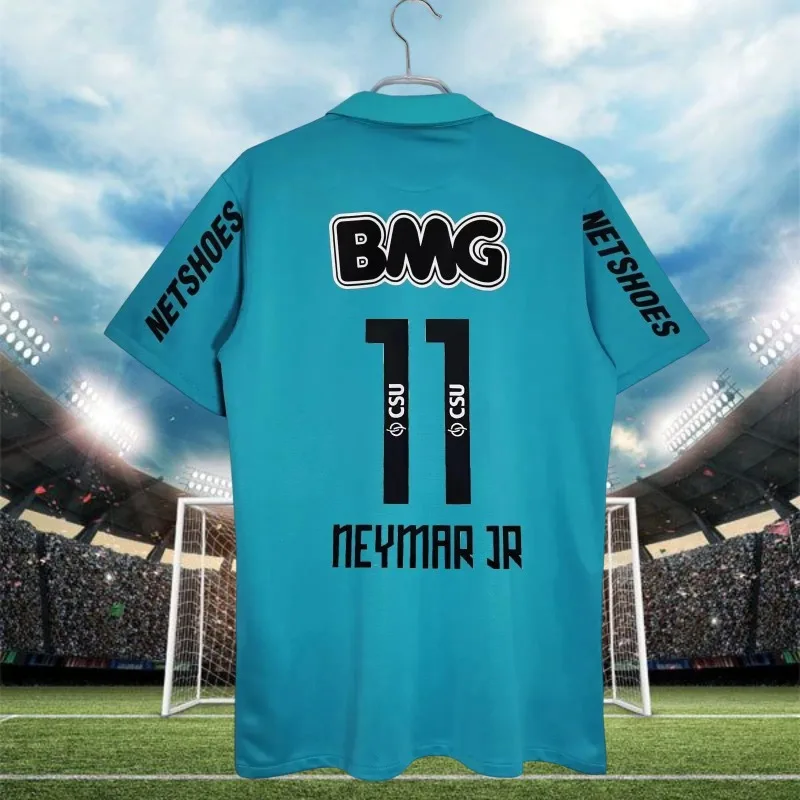 تي شيرت كرة القدم المطبوع من Santosi، تي شيرت ريترو نيمار لكرة القدم للرجال والنساء، تي شيرت عصري للرجال والنساء