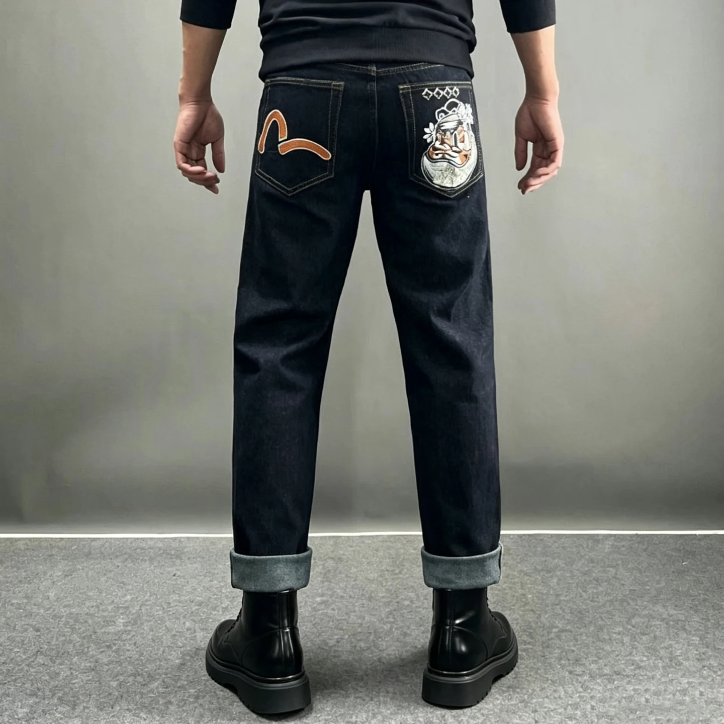 Calças Jeans Originais YU WEN LE Estilo Japonês com Bordado de Ovo M Da Mo, Tamanho Grande, Casuais, para Homens e Mulheres