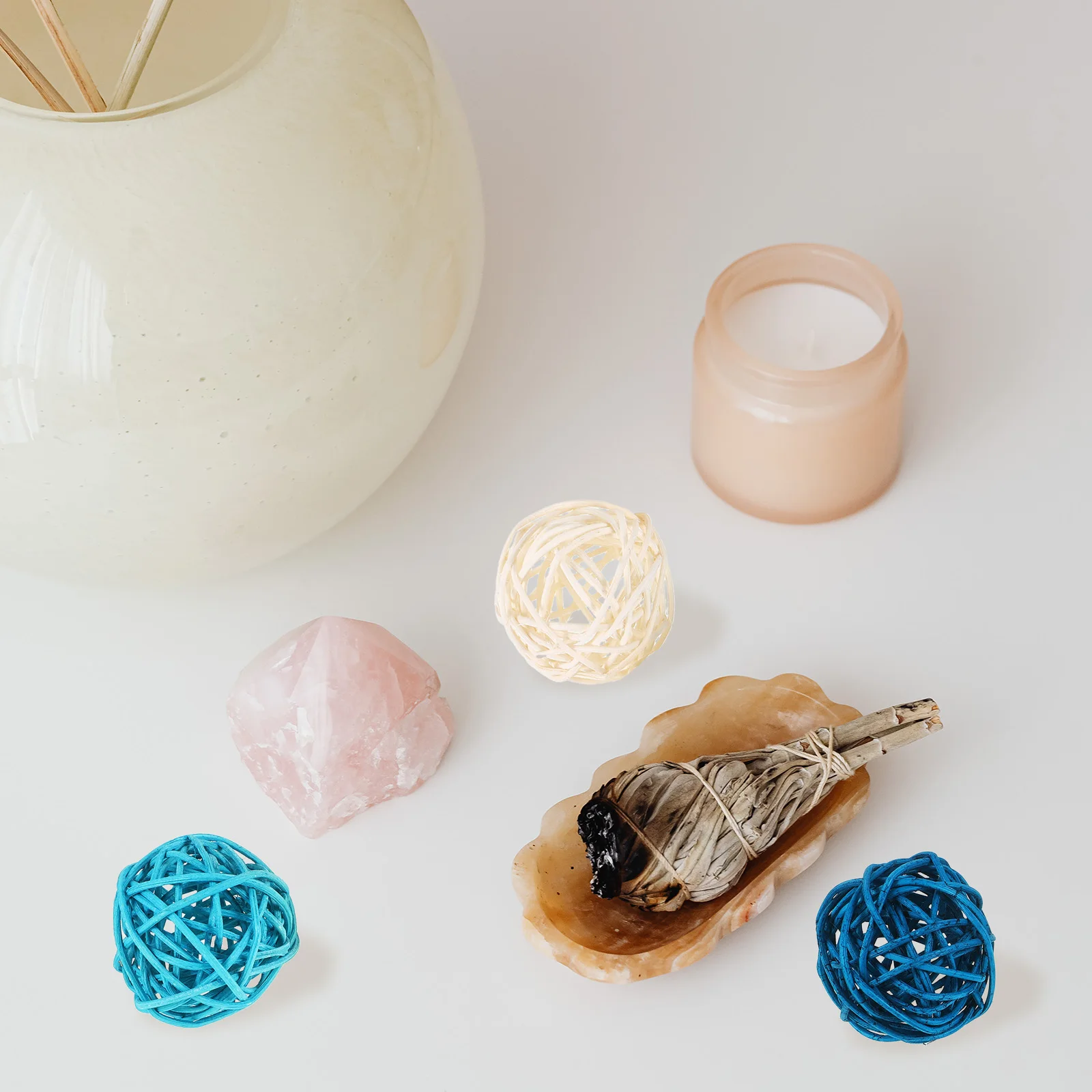 

Aromatherapy Decorative Balls 5cm Rattan Orbs Handmade Plant Fiber Blue White Office Hotel Accessories Christmas
