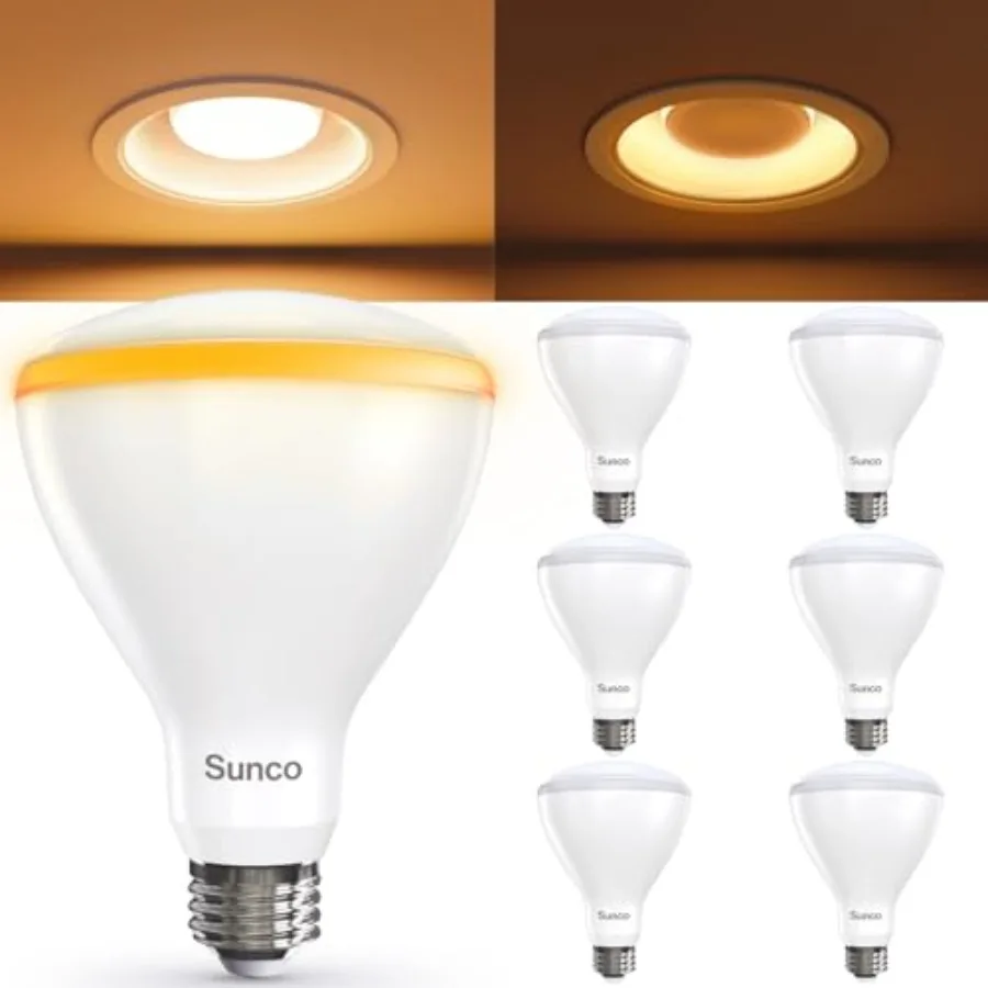 

Sunco 6 Pack BR30 Night Light Sleep Light Bulb Blue Light Blocking for Lamp Bedroom Mood Soothing Nursery 8.5W=55W 2CCT 2700K 2