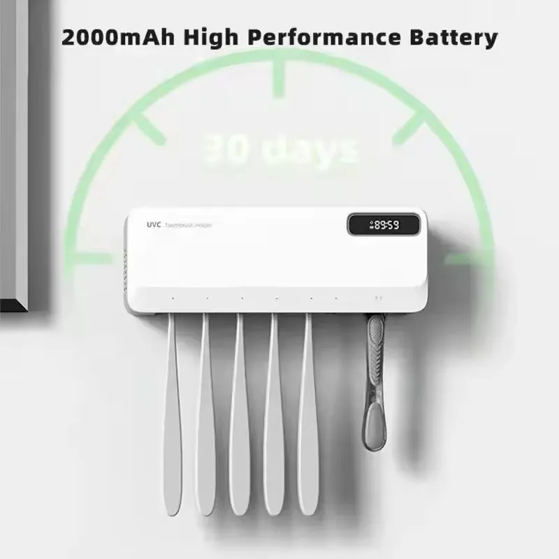 New UV Toothbrush Razor Storage Sterilizer LED DisplayRechargeable Tooth Brush Holder Wall-Mount With Bathroom Accessori