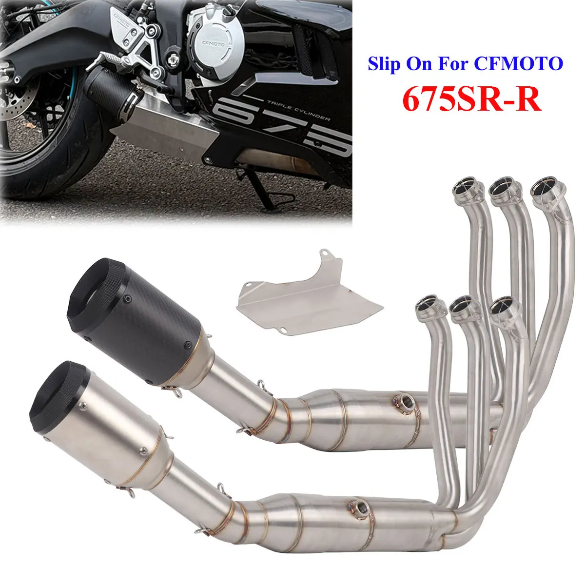 Full System For CFMOTO 675SR 675SRR 675SS 675NK All Years Motorcycle Exhaust Slip On 675SR Pipe Short Exhaust