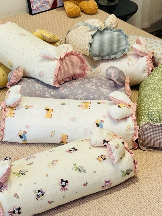 cotton-comfortable-breathable-cartoon-rabbit-flower-pattern-buwheat-pillow-core-f-cylinder-ape-universal-sp-improve