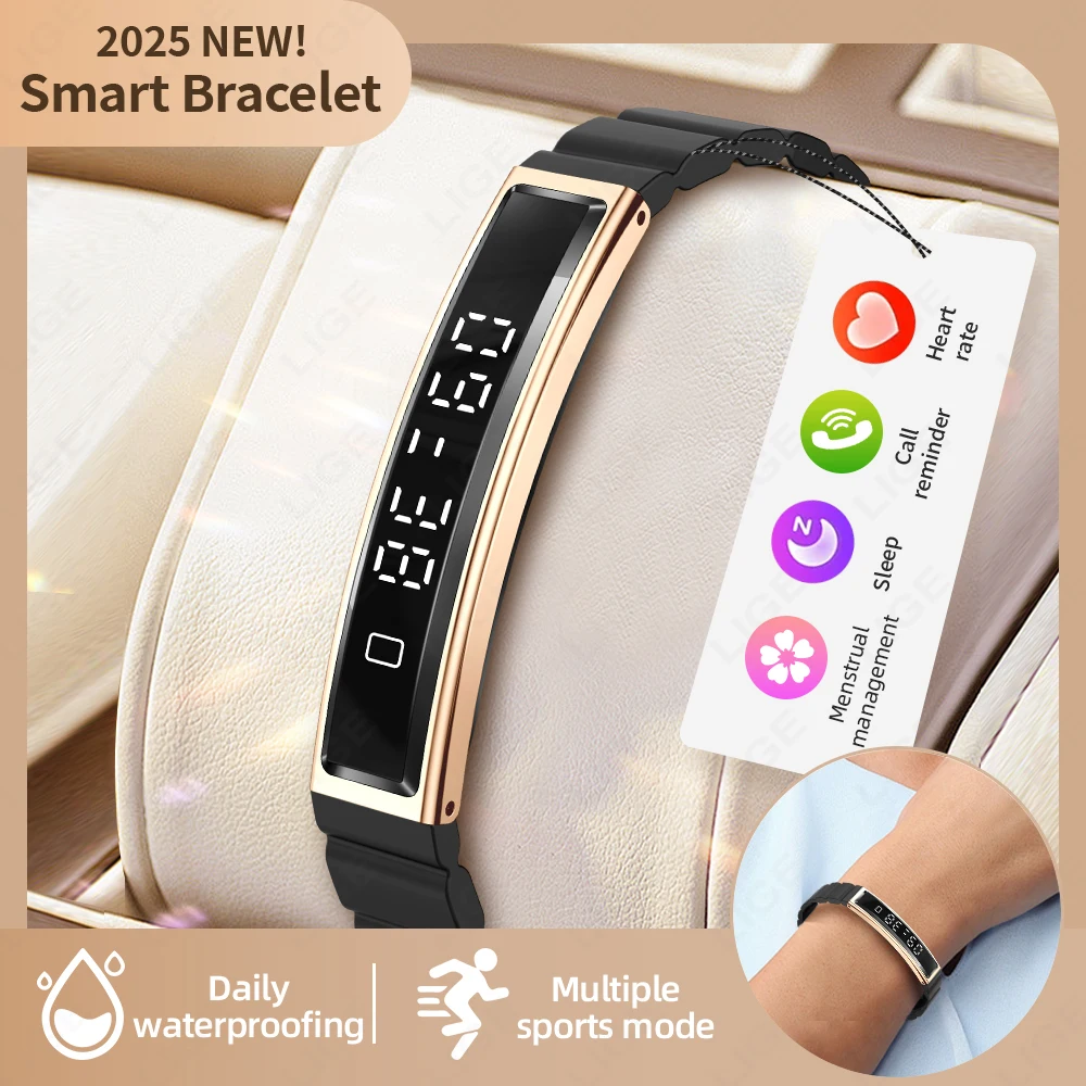 

LIGE 2026 Sports Waterproof Smart Bracelet Gesture Control Heart Rate Blood Oxygen Sleep Monitor Pedometer Screen Men Smartwatch