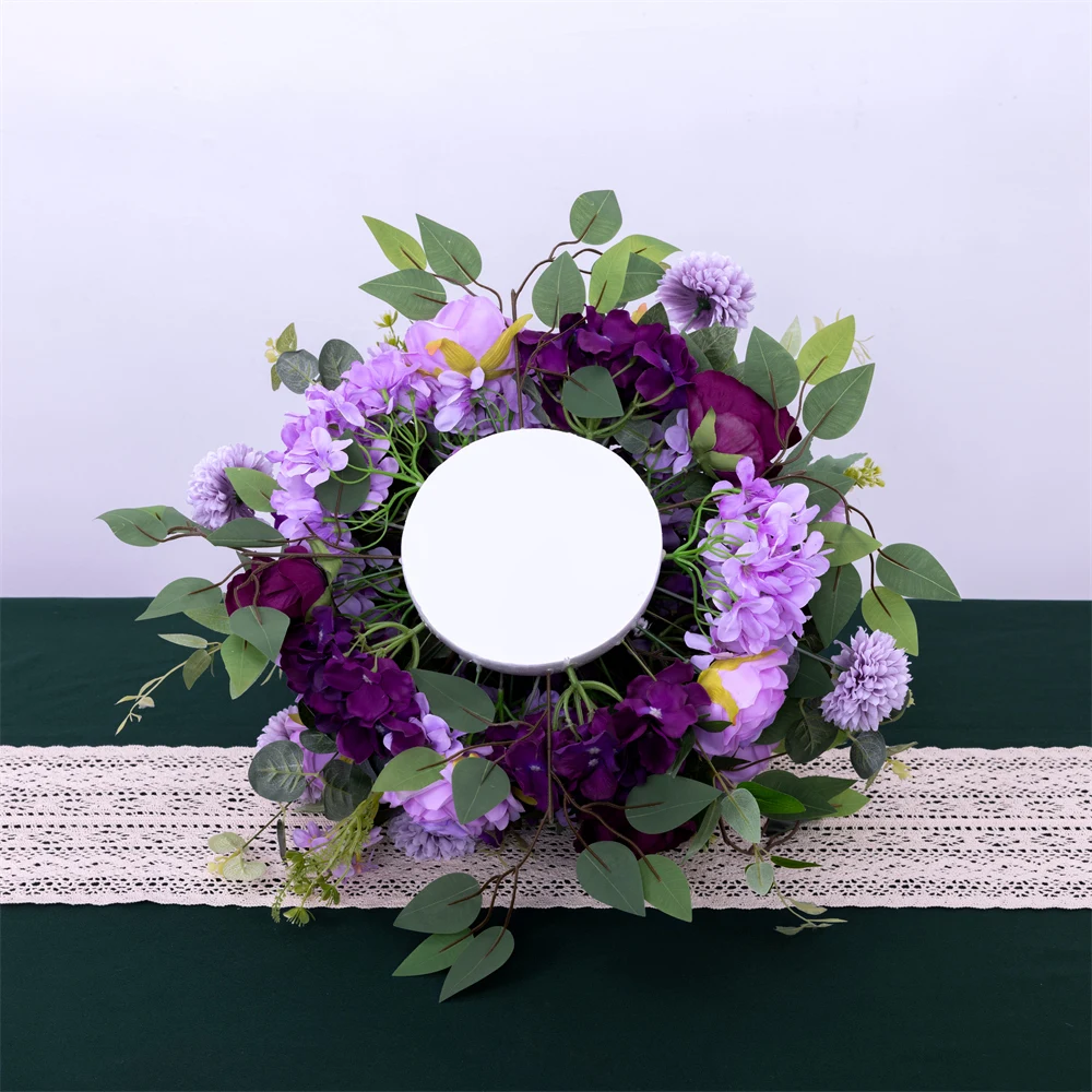 Dia 0.4m Purple Flower Ball Christmas Backdrop Decoration Artificial Rose Scallion Balls Eucalyptus Fleurs Artificielles Mariage