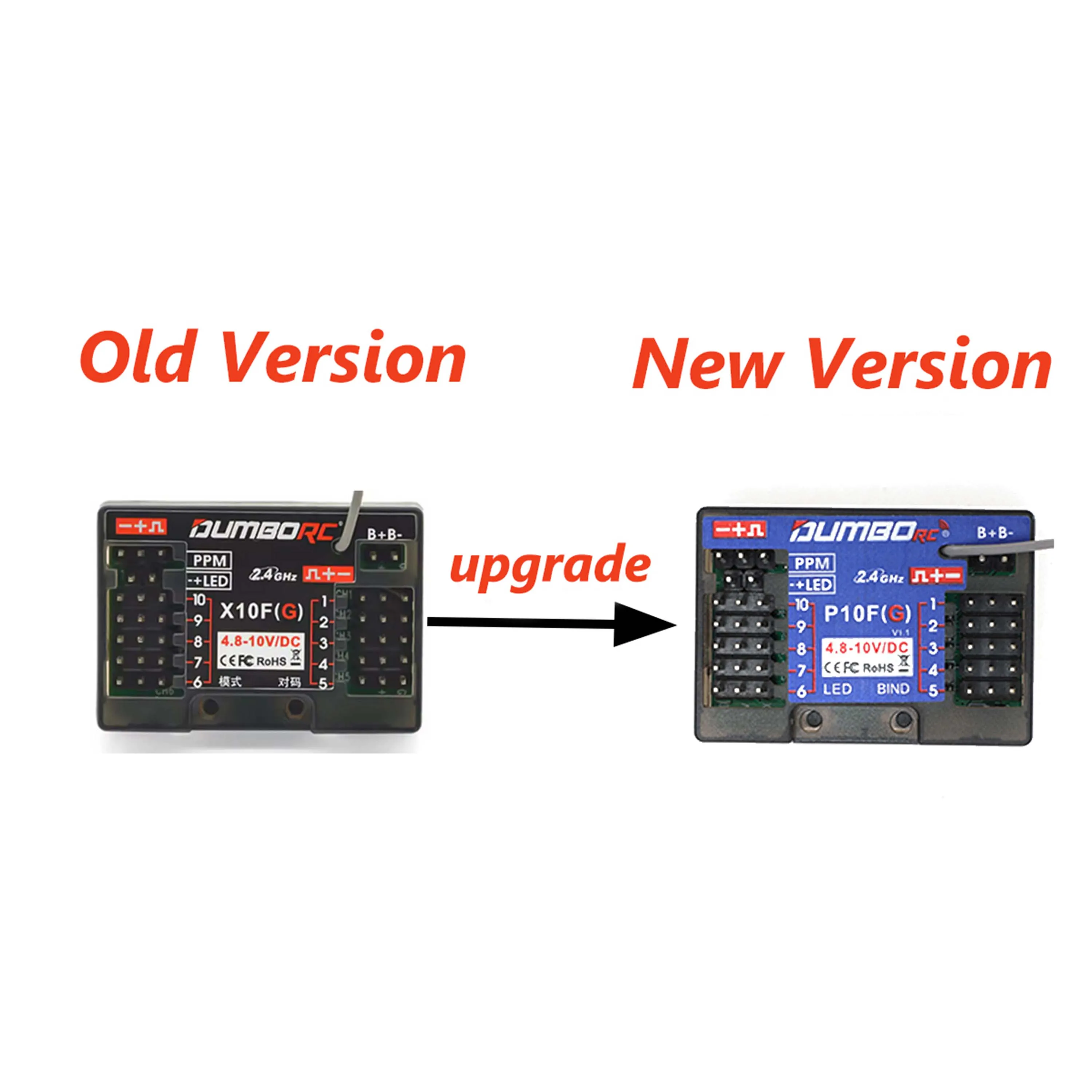 DUMBORC P10F P10FG 10CH 2,4G Gyro Empfänger Spannung Rückkehr 4,8-10V für DDF-350 Sender Fernbedienung RC Auto Boot Tank Modell
