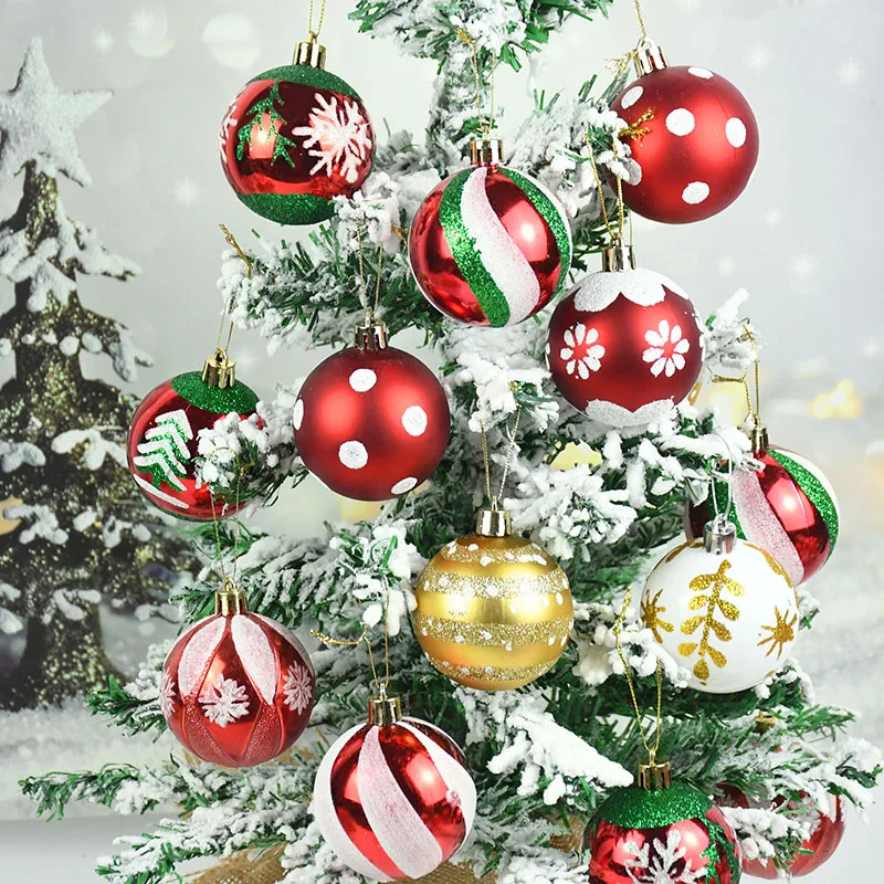 6cm 6Pc/Box Christmas Balls Set Holiday Christmas Tree Ornament Hanging Pendant Xmas Navidad Natal Noel 2023 Happy New Year Gift