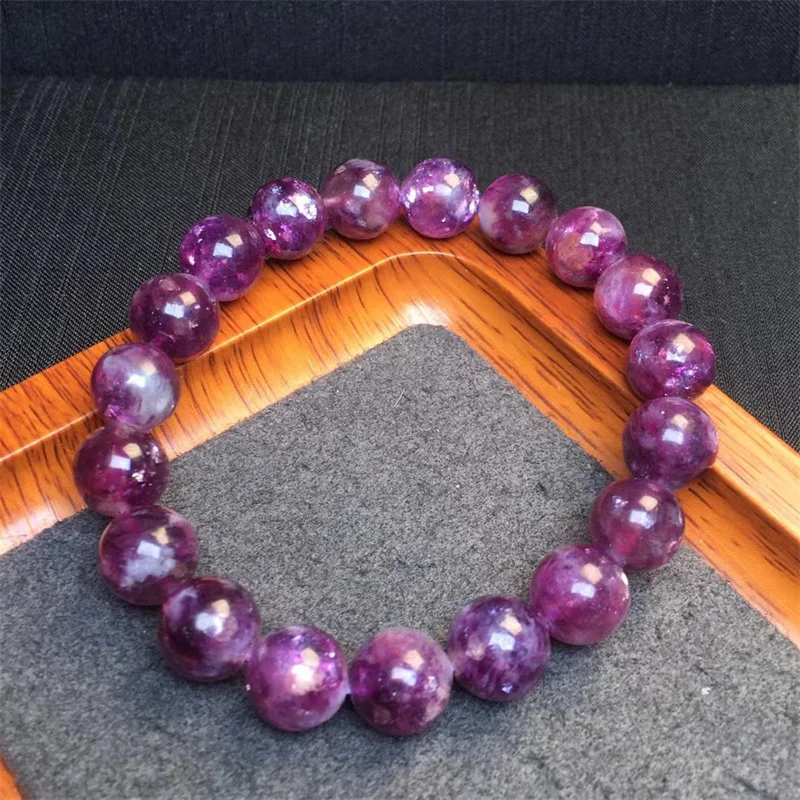 Natural Purple Mica Bracelet Women Healing Gemstone Crystal Strand Bangles Lovers Jewelry Gift 1PCS 10MM