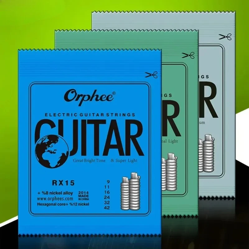 RX Series Electric Guitar Strings Hexagonal Carbon Steel Core Super Light Gauge Nickel Alloy Coating for Bright Tone Durability