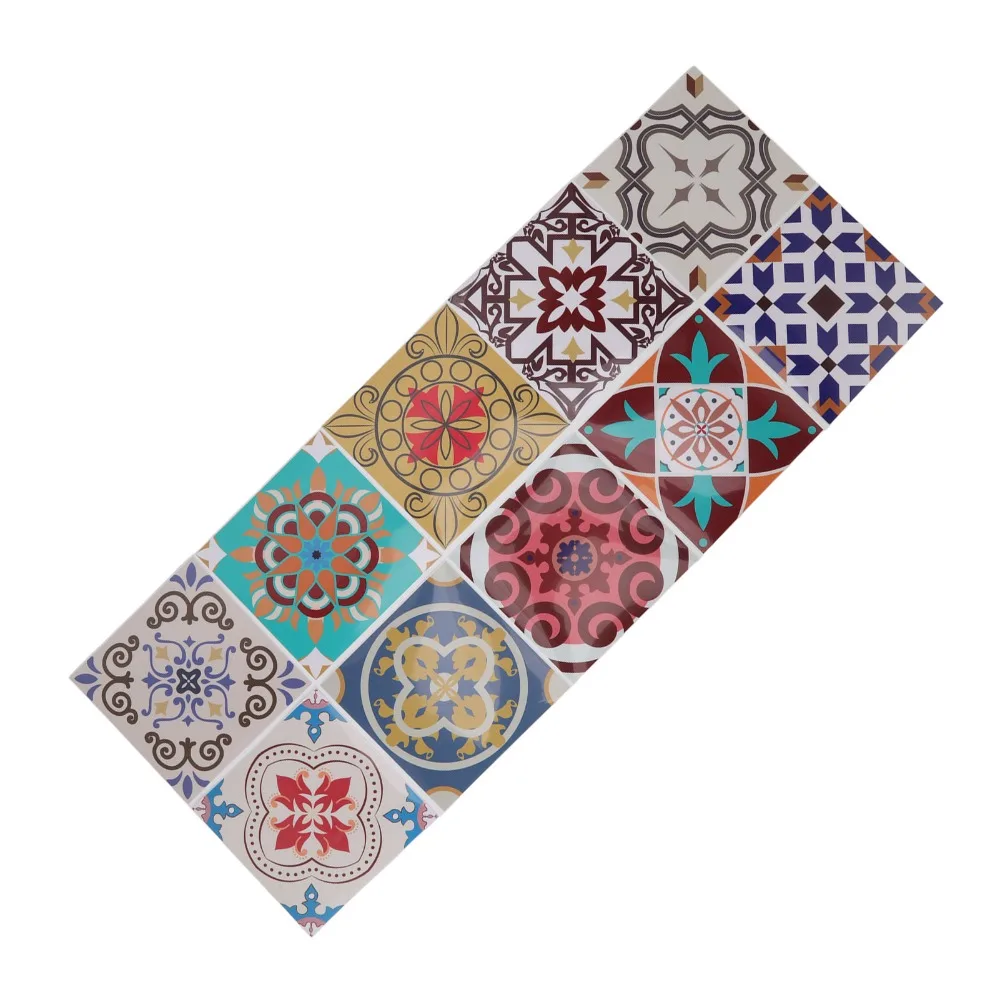 10pcs PVC Peel and Stick PVC Tile Stickers 5.9in Built-in Adhesive Backing Self Adhesive Decorative Tile Sheets