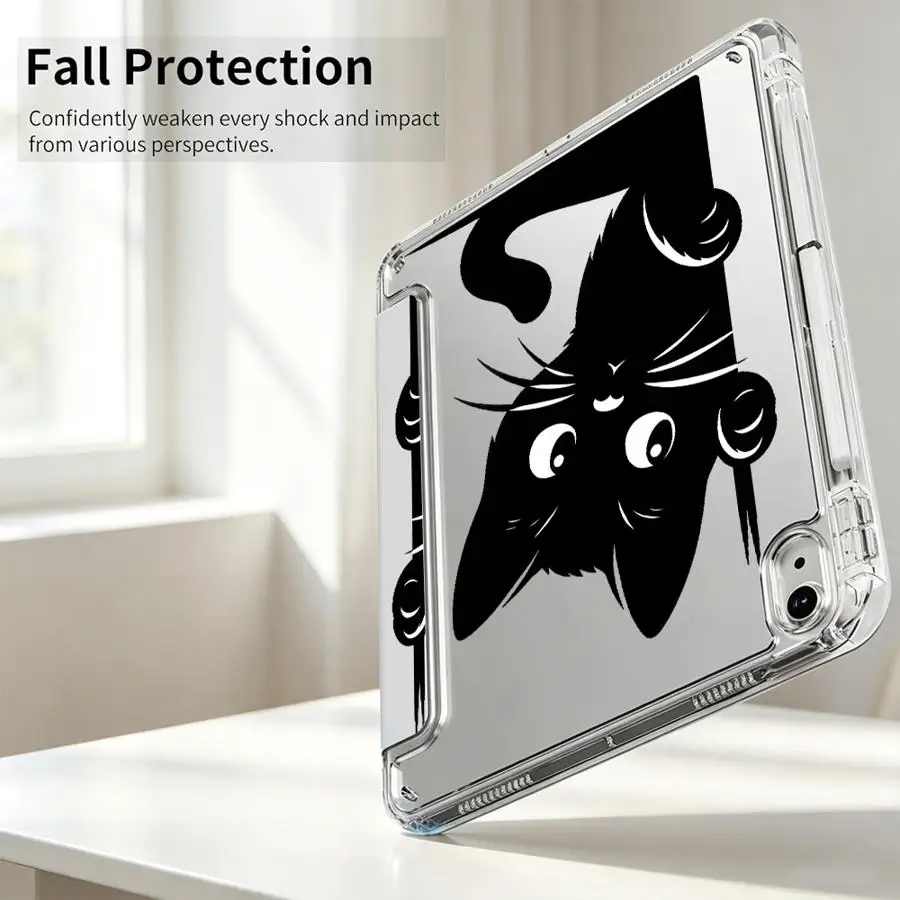 With Pen Slot Cover Tablet Case For Samsung Galaxy Tab A9 Plus A8 S7 FE S9 Plus S8 S10 Lite A11 Cartoon Cat