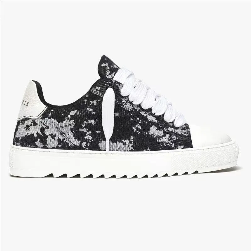 Zapatillas bajas de lona estampada para hombre y mujer, con suela de plataforma, con cordones, estilo casual y urbano para uso diario al aire libre.
