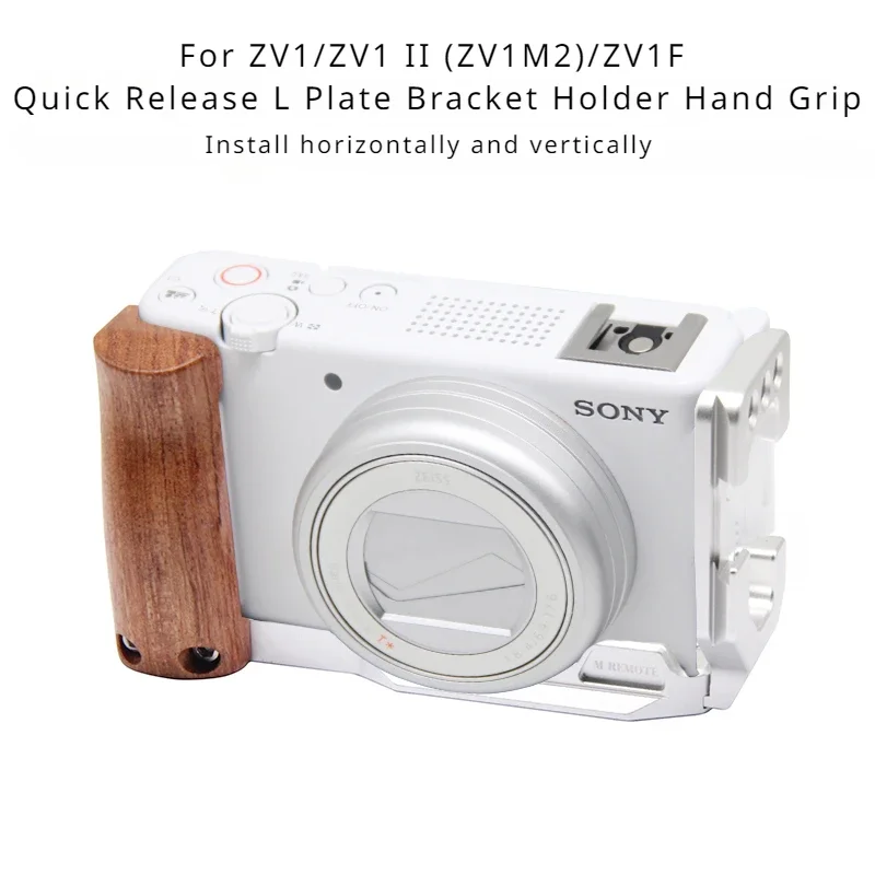 for ZV1/ZV1II /ZV1F Camera Vlog Rig L-Shape Wooden Grip with Cold Shoe for Sony ZV1/ZV1II Camera Vlogging Accessories for Arca