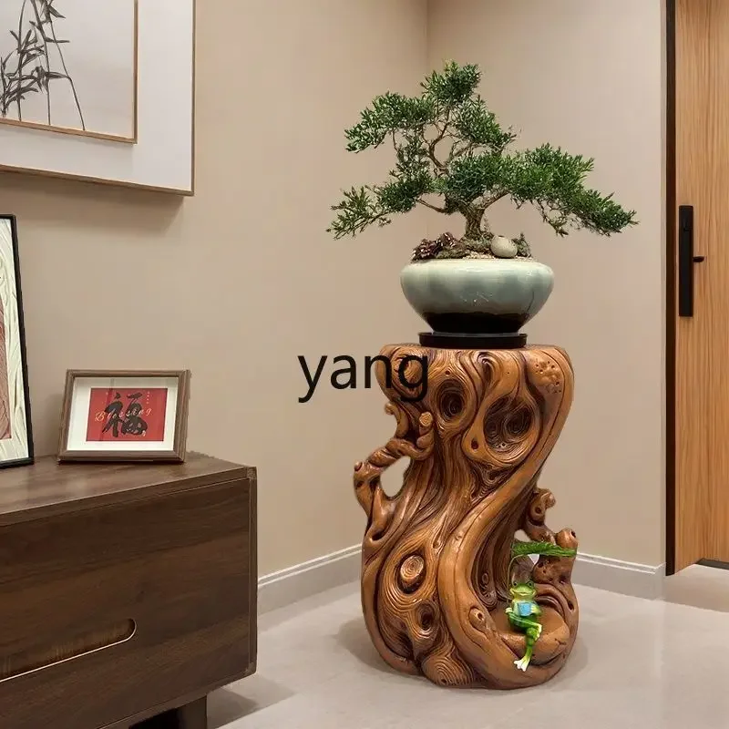 Lhh حامل زهور من الخشب غير الصلب على الطراز الصيني الجديد من الأرض إلى السقف رف نباتات بوعاء حامل زهور للشرفة #5