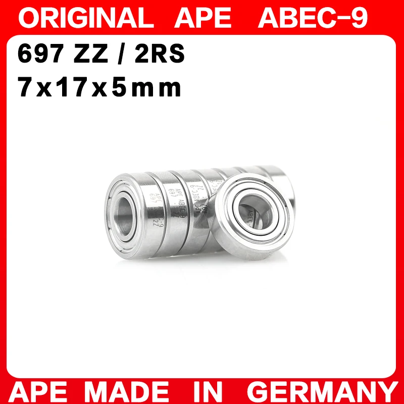 10-100PCS Germany ABEC-9 Bearing 697 ZZ 2RS 7*17*5 mm 697-2RS 697ZZ Z  RS LB LU - 2Z Miniature Precision Ball Bearings