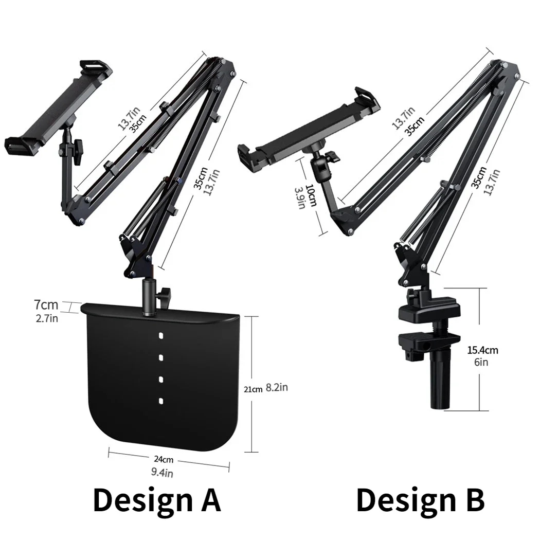 Foldable Cell Phone Tablet Holder for Bed Sofa Desktop 360° Swivel Metal Arm Clamp Mount for IPad Air Pro 4.7-12.9\