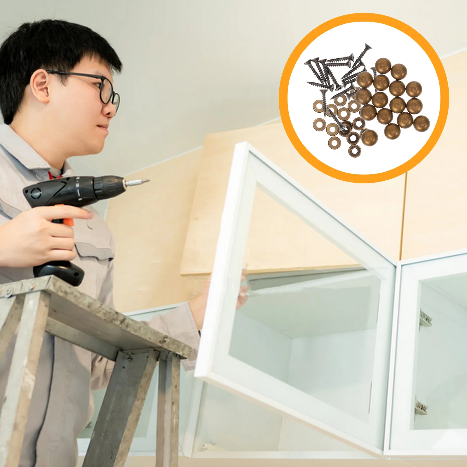 

16Pcs Glass Mirror Nails Copper Durable Flat Head Screws for Wooden Board Furniture Fixing Advertising Board Nails