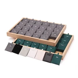 24Grids Bamboo Jewelry Pendant Tray Necklace Storage Jewelry Organizer Tray Holder Showcase For Drawer
