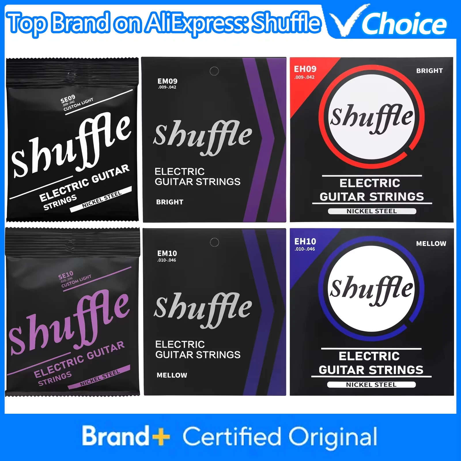 SHUFFLE Electric Guitar Strings High Carbon Steel Core Antirust PVD Ion Coating Guitar Strings Electric Guitar Accessories Parts