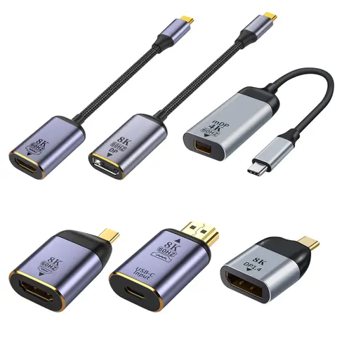 USB Type C To HDMI-Compatible 8K USB C to DP DisplayPort miniDP 4K VGA Adapter For Laptop MacBook TV Box PS5 Switch iPad Galaxy