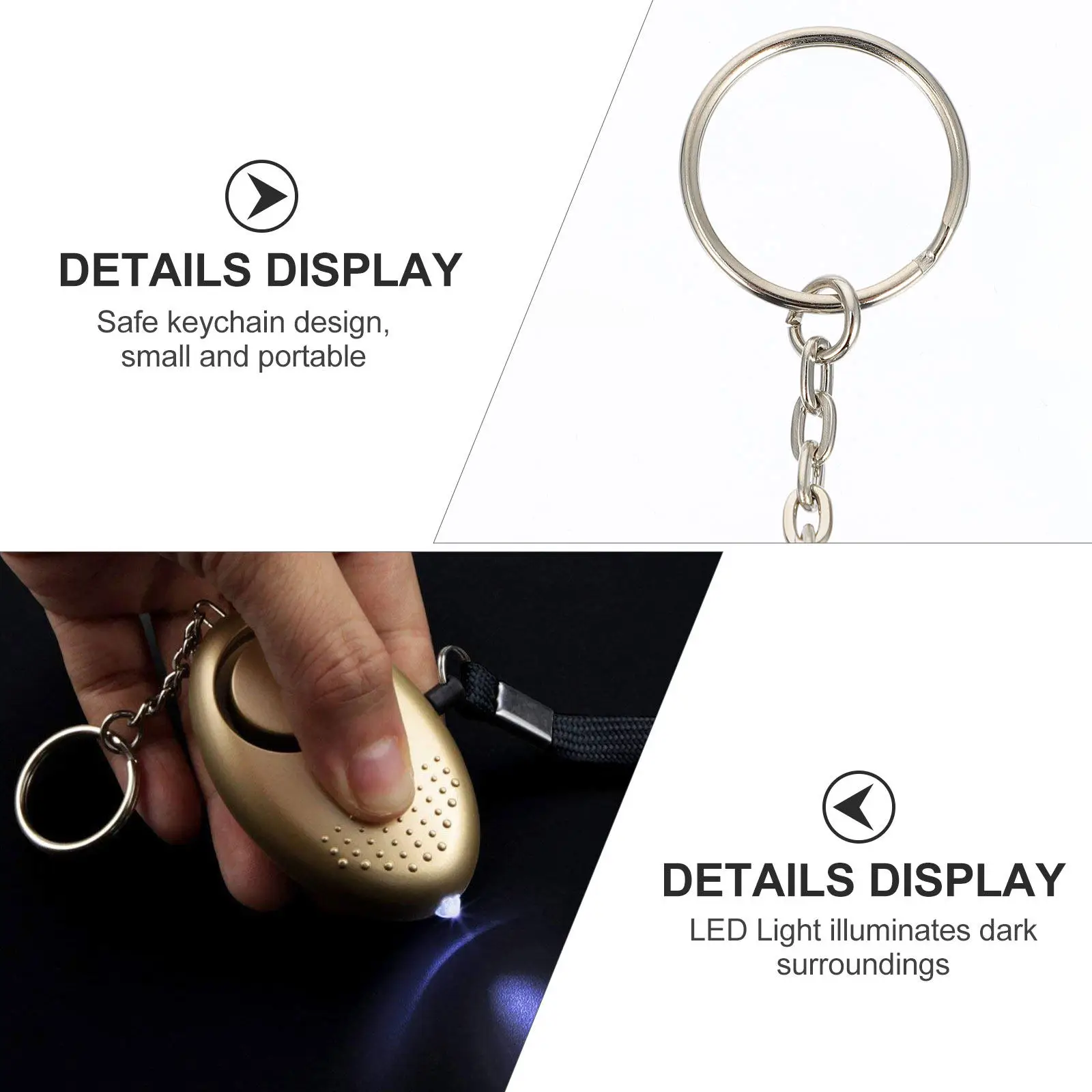 

10Pcs Personal Security Alarm Compact Emergency Safety Alarm Keychain LED Protection for Outdoor Travel Hiking