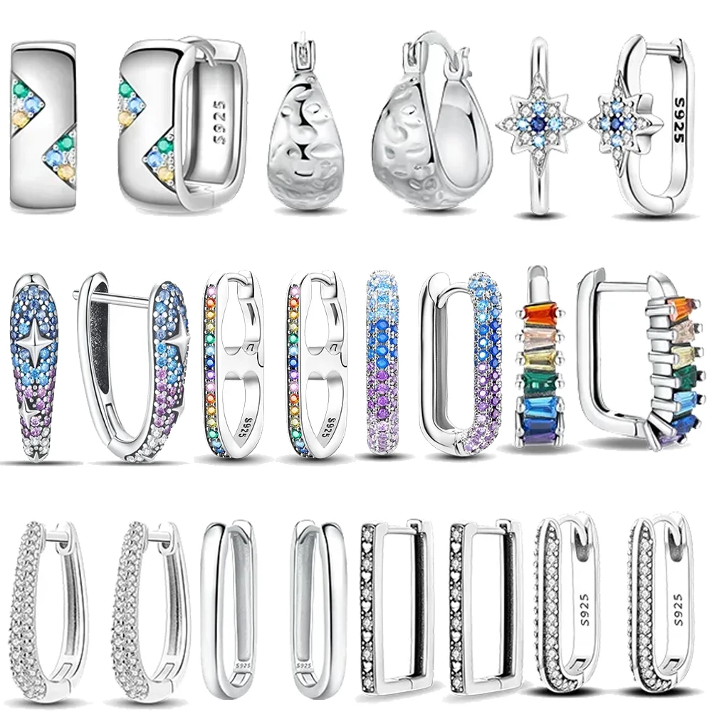 925 Sterling Silver Colorful Rainbow women's hoops earrings Fit Earring Women Drop Earring For Anniversary Wedding Jewelry Gifts