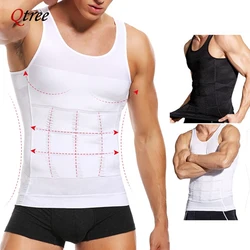 Qtree Mens Slimming Body Shaper Waist Trainer Vest Chest Compression Tank Tops Abs Abdomen Undershirt Tummy Control Shapewear