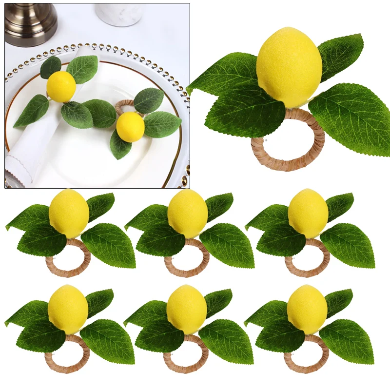 

Кольцо для салфеток с имитацией лимона, определенный декор, держатели для салфеток, пряжки для салфеток для урожая, праздничная вечеринка, банкет, кухонный декор