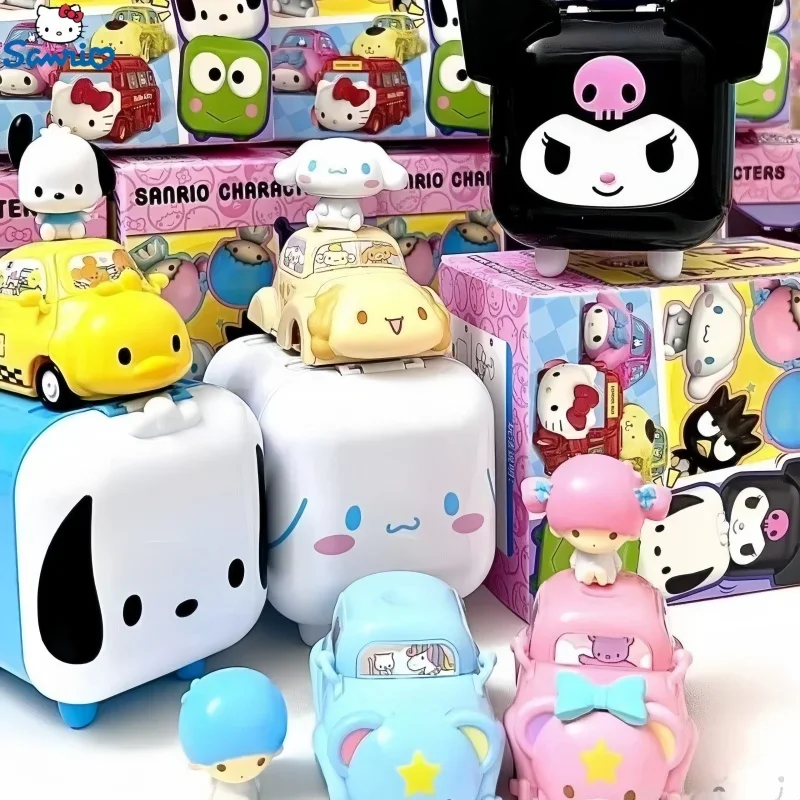 Sanrio-caja ciega de personaje familiar auténtico, coche de juguete, muñeca Kawaii, figura de Anime, caja misteriosa, adornos de modelos coleccionables, regalo de Festival