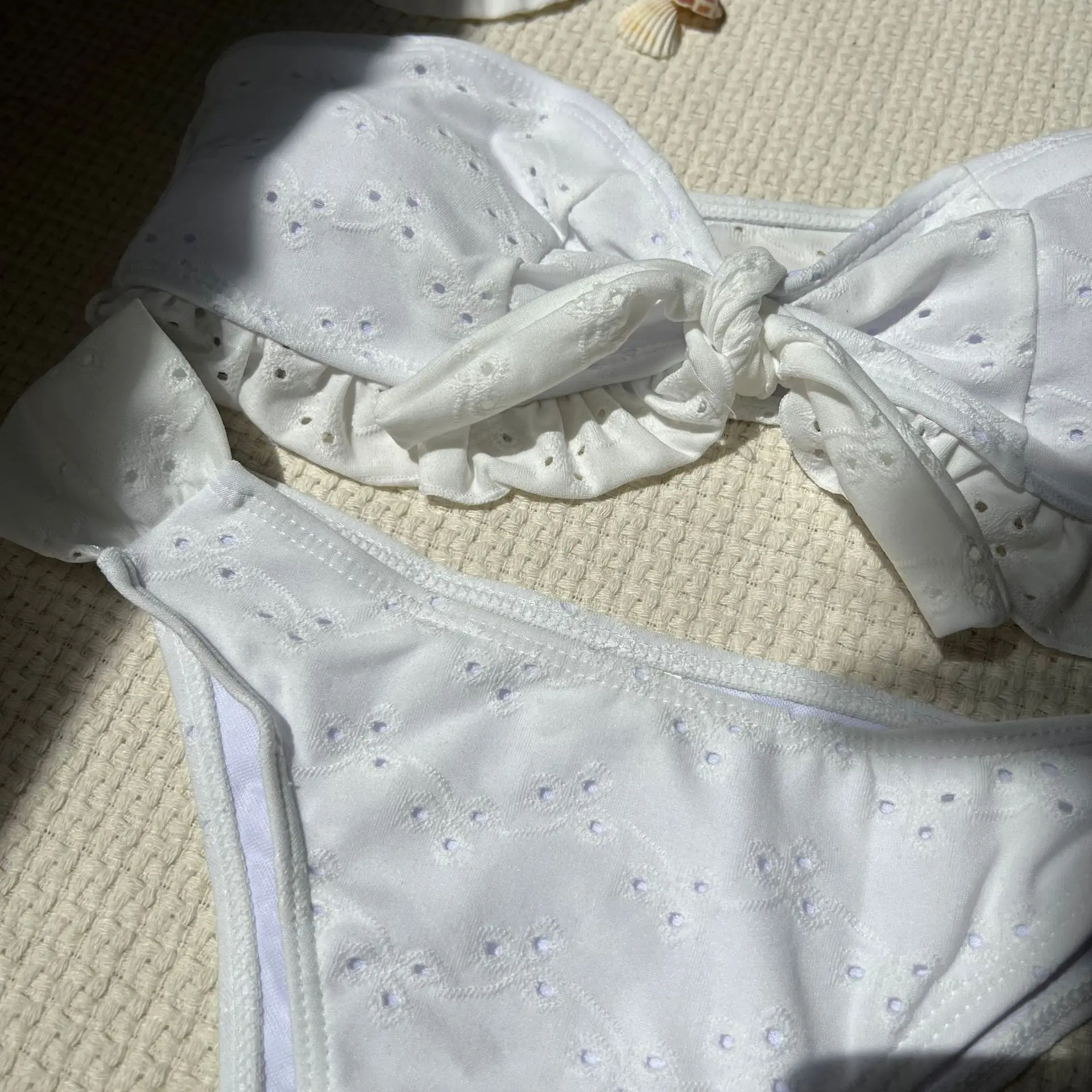 Sexy babados gravata frontal bandeau bikinis define duas peças maiôs simples banho biquini conjunto de biquíni tankini trikini