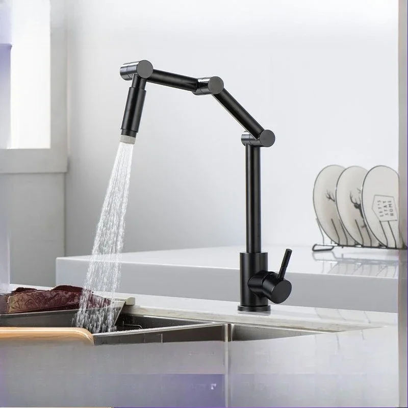 

Robotic arm washing kitchen hot and cold faucet stainless steel vegetable basin sink universal folding dishbasin faucet