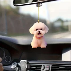 Cute Bichon Frise 2D Acrylic Keychain Adorable White Puppy Pendant Versatile Charm,Decor for Car Mirror,Backpacks,Festive,Gift