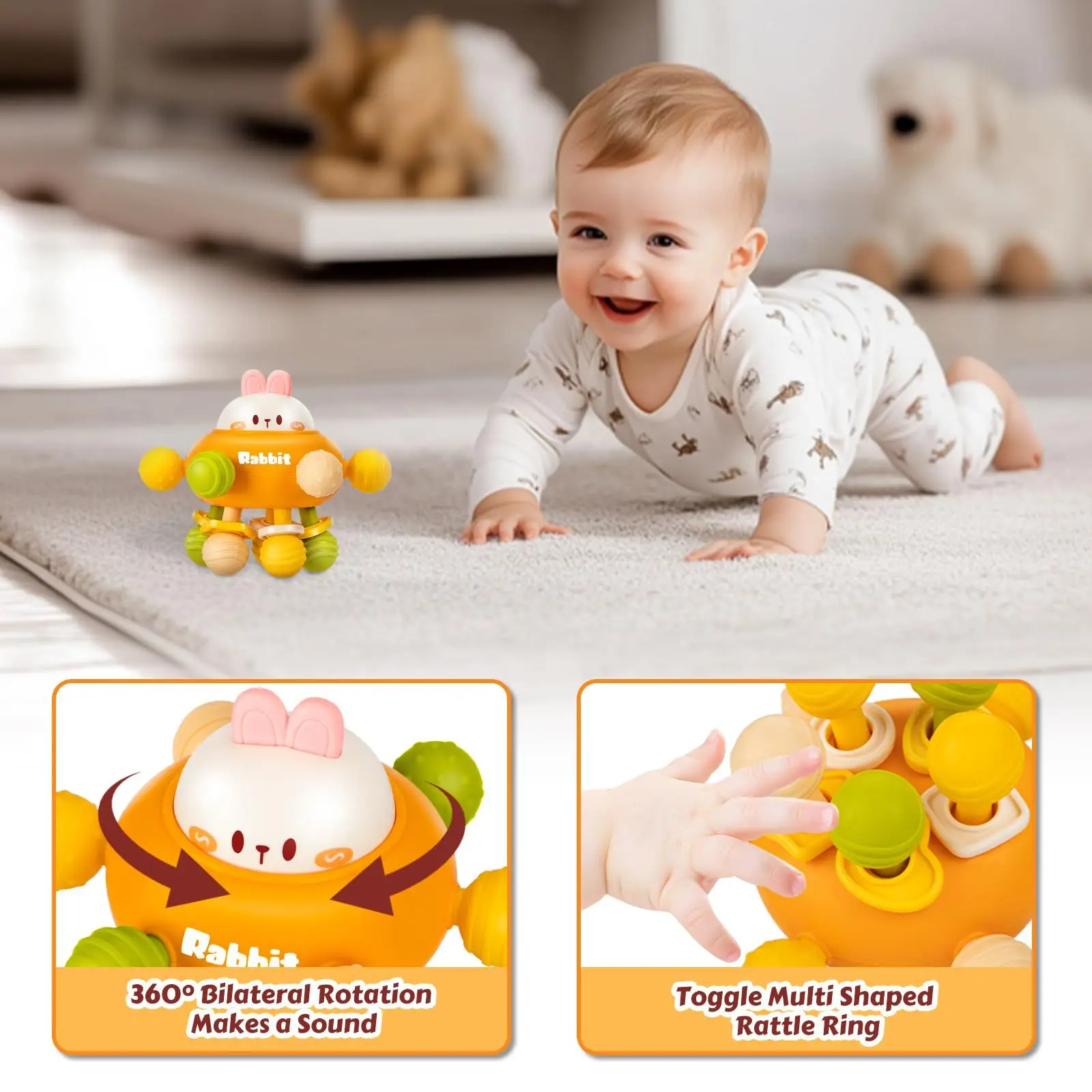 ألعاب التسنين للأطفال ألعاب مونتيسوري الحسية خشخيشات استيعاب الكرة لعبة سيليكون للرضع ألعاب تطوير النشاط للأطفال #5