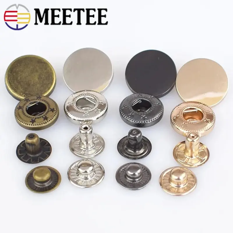 20Sets 10-25mm Metal Press Stud Sewing Buttons Clothes Fasteners Snap Button Accessories for Coat Decorative Clasp Leather Craft