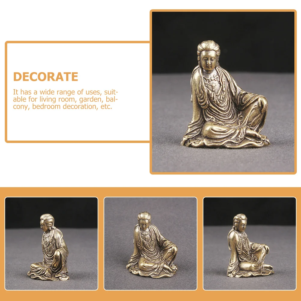 

Retro Brass Avalokitesvara Buddha Desktop Ornament Yin Statue Creative Brass Craft Home Decor Avalokitesvara Statue Outdoor