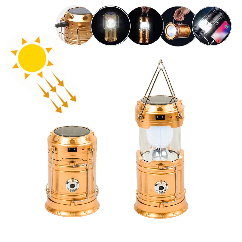 

LED Solar Camping Light 4 In 1 Usb Rechargeable Portable Lantern TelescopicTorch Outdoor Waterproof Emergency Flashlight