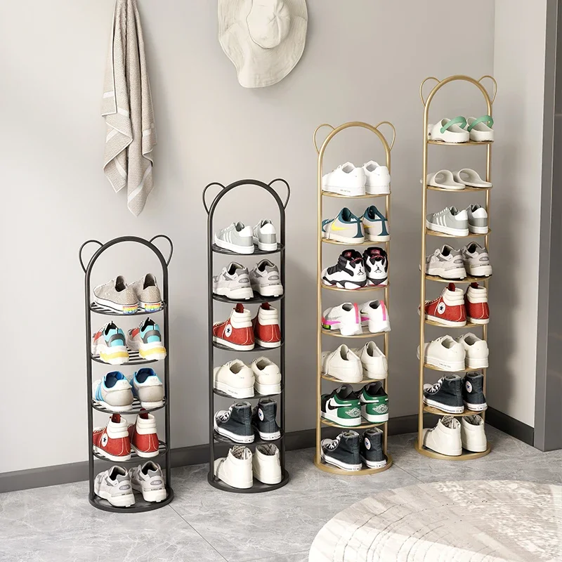 

Creative and economical floor-to-ceiling new wrought iron shoe rack home door