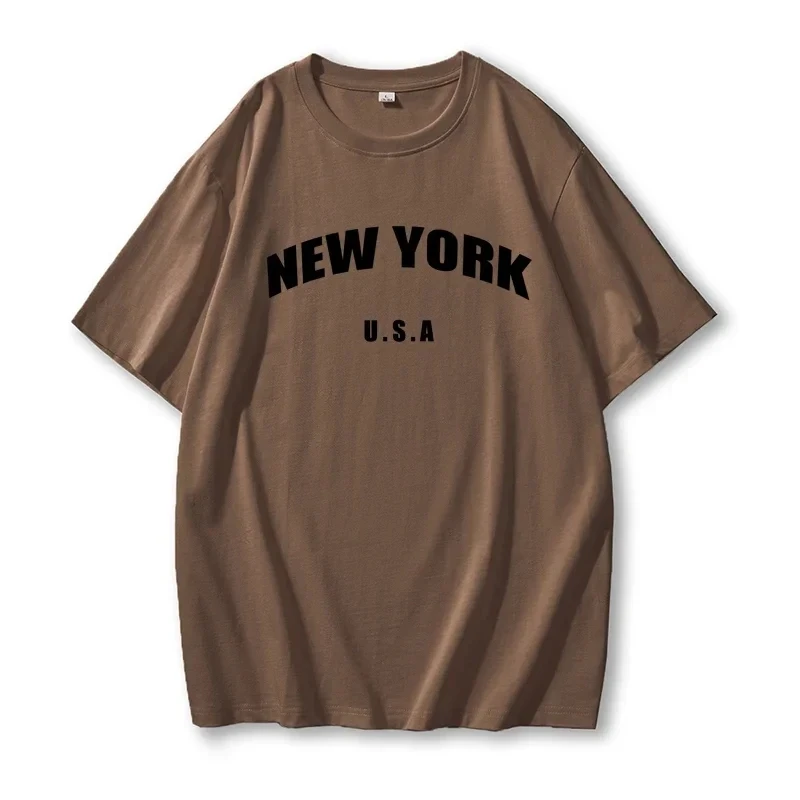 Blessyuki New York Letter Print t-shirt donna estate Basic o-collo Tees Casual Retro Streetwear Ladies Harajuku Plus Size top